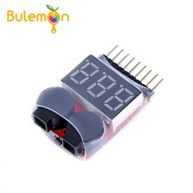 라즈베리파이 코딩 센서 아두이노 Lipo F00872 배터리 전압 테스터 볼트 미터 표시기 검사기 듀얼 스피커 1S8S 저전압 부저 알람 2 인 1 2S 3S 4S 8S