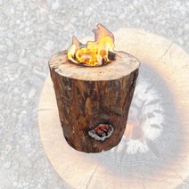 참 잘타는 통나무스토브 불멍 캠핑 장작 버너 미니 화로 화로대, L 사이즈 20cm ~ 25cm 3시간 이상