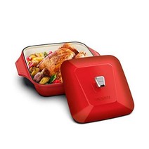 더치 오븐 imarku 3.5쿼트 브레이저 팬 논스틱 헤비 듀티 에나멜 주철 더치 오븐 냄비 브레이징 빵 굽기 칠면조 구이 튀김 오븐 안전 최대 550°F 여성용 크, 빨간색, 3.5QT