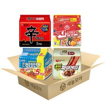 [새늘모아]인기라면4종 20개 신라면5+진라면매운맛5+짜파게티5+팔도비빔면5, 1세트