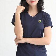 멋지군 코오롱 쿨론 기능성 브이넥 아보카도 자수 쿨 반팔 티셔츠