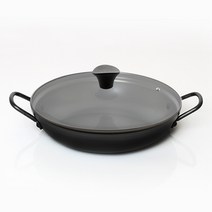 [국산] 에브리 블랙 경질 전골 냄비 + 유리뚜껑, 26cm, 낮은전골