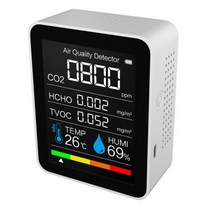 공기질측정기 이산화탄소 검출기 공기질 모니터 TVOC HCHO 분석기 CO2 스마트 디지털 미터 실내 온도 습도 센서 테스터, [03] 5 IN 1, 03 5 IN 1