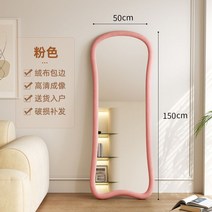 전신 거울 가정용 바닥 플란넬 천 거실 피팅 침실 특수 모양 드레싱 프랑스 고급 감각 대형, 핑크 50cm x 150cm 벽에 대고