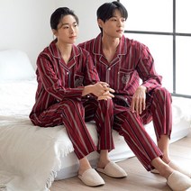 메이플라워 버건디ST 순면 빅사이즈 커플 잠옷 파자마 세트