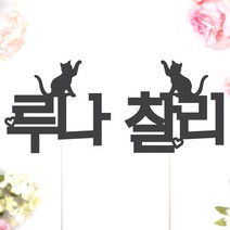 비비드레인 네임픽 이름 케잌 데코장식 케이크토퍼, 1개, 네임픽-고양이(M)
