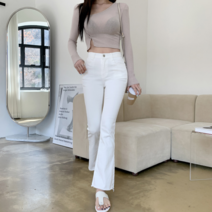 메이비누스 컷팅 면바지 부츠컷 백바지 흑청 코튼 팬츠 아우라진