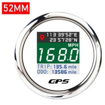 운행기록장치 차량 GPS 운행기록계 85/52mm 디지털 GPS 속도계 방수 조정 Mph 매듭 Km/h 자동차 RV 캠핑카, 02 WS 52mm