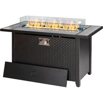 Walsunny Fire Pit 45인치 50 000 BTU 야외 직사각형 프로판 가스 난로 테이블(파티오 마당 파티 유리 크리스탈 스톤 윈드 가드 방수 커버용 유리 탁상