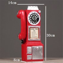 돌리는전화기 일반 집 옛날전화기 레트로 회전 클래식 보기 다이얼 공중 전화 모델 수지 빈티지 부스 전화 입상 홈 장식 장식 공예 장식품, 빨간색
