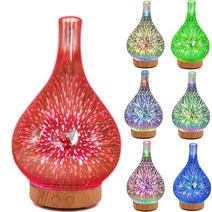 실내 디퓨저 차량용 방향제 3d 불꽃 유리꽃병 모양 공기 가습기 7 색 led 야간 조명 아로마 에센셜 오일 미스트 메이커 초음파, ah-004b-darkw, 영국