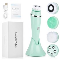 마사지최신 4 in 1 전기 페이셜 브러쉬 페이스 스킨 스파 클렌징 USB 충전식 마사지 클리너 헤드 클린 뷰, 02