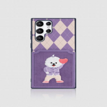 [디자인스킨] [갤럭시] 코듀로이 자수 캐릭터 케이스 - 파티/바이올렛_K glxy_cdy
