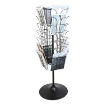 잡지 신문 CD 회전 진열대 매장용 드레스룸 정리대, 상세 페이지 참고, 화이트 + 휠 바닥 + 로고 탑링