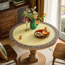 원형 테이블매트 럭셔리 대형 식탁매트 가죽 방수 깔개 라운드 식탁보, 지름 135 cm 라운드 테이블 매트, D타입