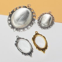 유리패치 펜던트 유리알 엔틱 목걸이 참 레진아트 공예 금속 프레임, A디자인, 소형(10개입)