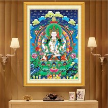 아트미니 무속 탱화 불교 천수 보살 모란꽃 목단화 대형 보석십자수, 150x190cm