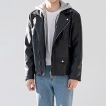 스타일 에스 스타일에스 UB 남자 후드 탈부착 라이더 가죽 자켓 992