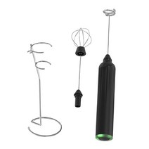 프라페 카푸치노 핫초코용 USB 전기 우유 거품기 거품기, 검은색, 25cmx3cm, 스테인레스 스틸