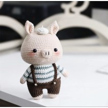 미우크굿즈 코바늘 애착 인형뜨기 19종 손뜨개질 diy키트 도안 블랭킷뜨기 신발 덧신, 돼지 2