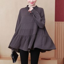 라인딩티셔츠 A라인 레트로 탑 상의 티셔츠 레이스 빅사이즈