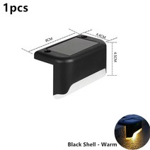 스마트 태양 갑판 조명 야외 단계 방수 난간 계단 울타리 정원 오 통로, 01 warm-black shell_01 1pcs