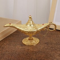 1PC 알라딘 램프 전통 할로우 아웃 페어리 테일 매직 알라딘 소원 램프 차 주전자 빈티지 레트로 홈 인테리어 액세서리, 육군 녹색