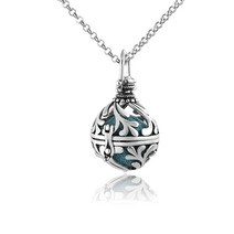 CoolJewelry 여성용 여아용 에센셜 오일 디퓨저 목걸이 아로마테라피 용암 스톤 로켓 펜던트 6개의 용암 비즈 포함 해당 없음., silvery