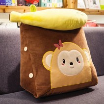 침대 쿠션 침대 머리 쿠션 삼각 쿠션 등받이 쿠션 창허리 귀여운 침실 1인 기숙사 남자, 원숭이, 탈부착 가능한 쿠션+헤드레스트 45×42×25cm (아
