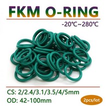 오링 o-ring CS 2 2.4 3.1 3.5 4 5mm 녹색 FKM 불소 고무 O 링 개스킷 OD 42-100mm O-링 씰 와셔 오일 및 내산성 개, 100x90x5mm