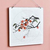 아트박스/꾸밈 nt544-행잉액자_복을부르는감나무수묵화(사각원형), 타입3