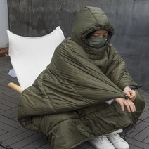 해먹 침낭 캠핑 담요 휴대용 초경량 보온 판초 남여공용, 상품선택, 다크 그린