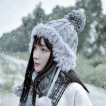 겨울 귀여운 토끼털 모자