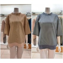 [캐리스노트] (CN9FBL709) 주름넥 잔체크 블라우스