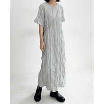 여름 지지미 롱 원피스 주름 링클 가벼운 시어서커 화이트 그레이 블랙