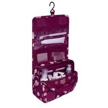 선반 수납장 선반틈새수납장 메이크업 가방 교수형 여행 보관 가방 방수 여행, 와인 붉은 꽃