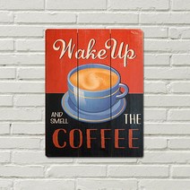 더웨스트 원목 빈티지 카페 인테리어 액자 우드 페인팅 커피 그림, 10.웨이크업