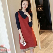 티류으스 2020 가을 겨울 빅사이즈 여성복 통통한 mm 가림 투피스 이너 니트 나시 원피스