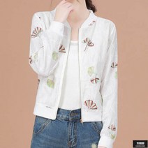 가바바 여성 블루종 나뭇잎이 가득 그려진 시원해보이는 여름 항공점퍼 G63530