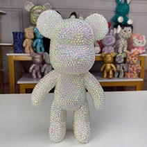당일배송 브릭베어 23cm diy 보석십자수 키트 핸드메이드 베어브릭, 23.AB투명 화이트 23cm
