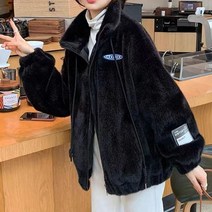 티티웍스 모크넥 보들양털 누빔 안감 페이크퍼 뽀글이 후리스 집업