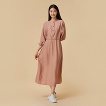 [JAJU/자주] 여 소매 셔링 허리끈 원피스_핑크