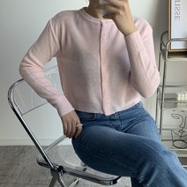 오오엘 여성용 간절기 크롭 라운드 하찌 미니 가디건