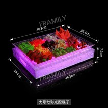 아이스 패턴 과일 LED 플레이트 바 아크릴 사각 디저트 트레이, L 무지개