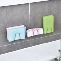 스텐수세미걸이1+1 부착식 무타공 수세미후크 싱크대안 무타공 고리, 스텐2p