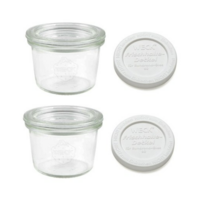 WECK 미니 기본형 유리저장병 080 2p + 유리뚜껑 2p + PE뚜껑 2p 세트, 80ml, 1세트