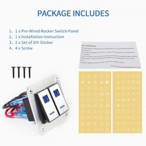 판넬스위치 램프 명판 해양 보트 로커 스위치 패널 2468 갱 led 로커 스위치 패널 키트 12v24v 회로 차단기 듀얼 usb 슬롯 라이트, 01 2 gang silver