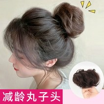 완자머리 가발 직발 곱슬머리 링 진발 흐트러지다 게으름뱅이 곱슬머리 장식 고온사 한복 가발 꽃가방, 폭염사 고데기-다크 브라운
