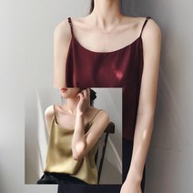 새틴 슬리브리스 끈 조절 나시 민소매 티셔츠 부드럽고 실키한 폴리 재킷 가디건 정장 레이어드 룩 시원한 쿨링 냉감 여성 스타일리쉬한 상의 슬림 핏 20대 30대 오피스 하객 데이트