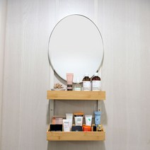 다용도 미니 문걸이 입식 오발 화장대 원룸 수납 화장품 정리함 철제 대나무 원목 추가 바구니, 어반크림